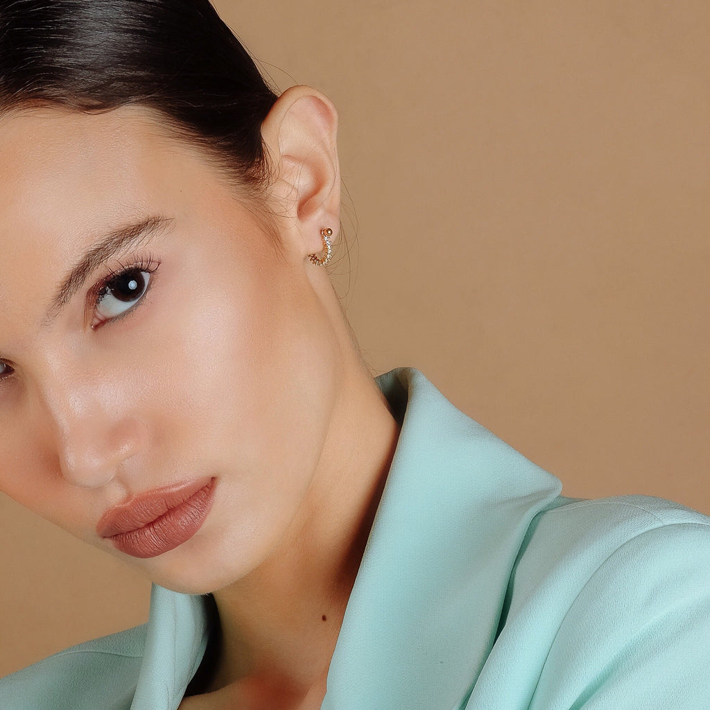 Amari CZ Conch Earrings (18K Gold Stainless Steel)